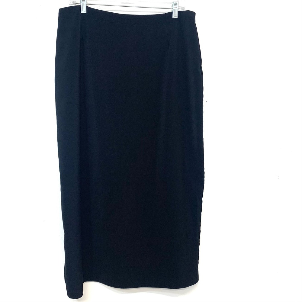 Vintage Black Maxi Skirt Minimalist 90s Sz 16 Lined Capsule Business Formal USA‎